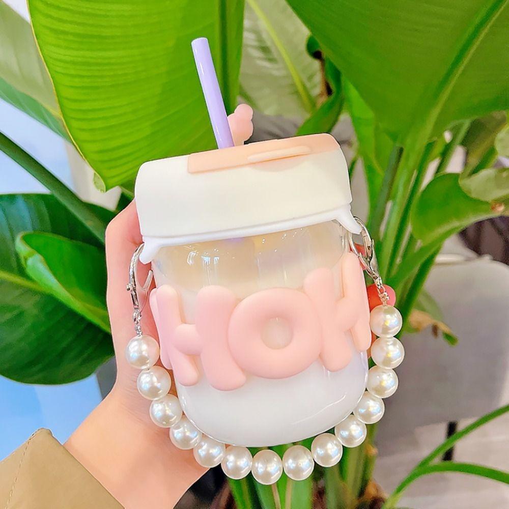 Cute 350ml Glass Straw Cup with Pearl Bracelet Portable Water Bottle Transparent Double Drinking Cup Outdoor розовый
Cute 350ml Glass Straw Cup with Pearl Bracelet Portable Water Bottle Transparent Double Drinking Cup Outdoor розовый