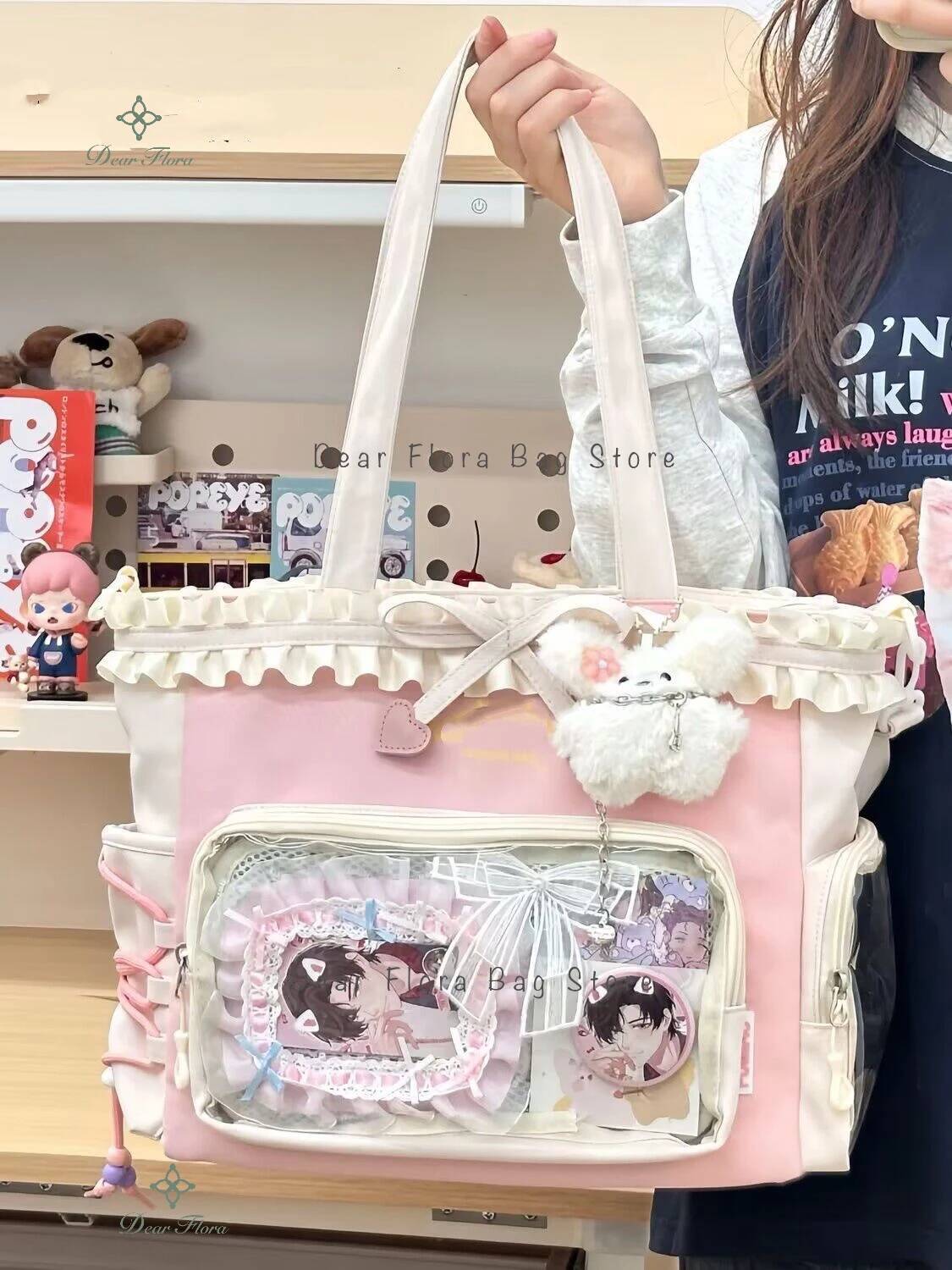 New Y2k Sweet Shoulder Bag Lolita Girl Transparent Tote Bag Women Large Capacity Lace Bow Crossbody Bag Cute DIY Display Handbag with Insert розовый бежевый
New Y2k Sweet Shoulder Bag Lolita Girl Transparent Tote Bag Women Large Capacity Lace Bow Crossbody Bag Cute DIY Display Handbag with Insert розовый бежевый