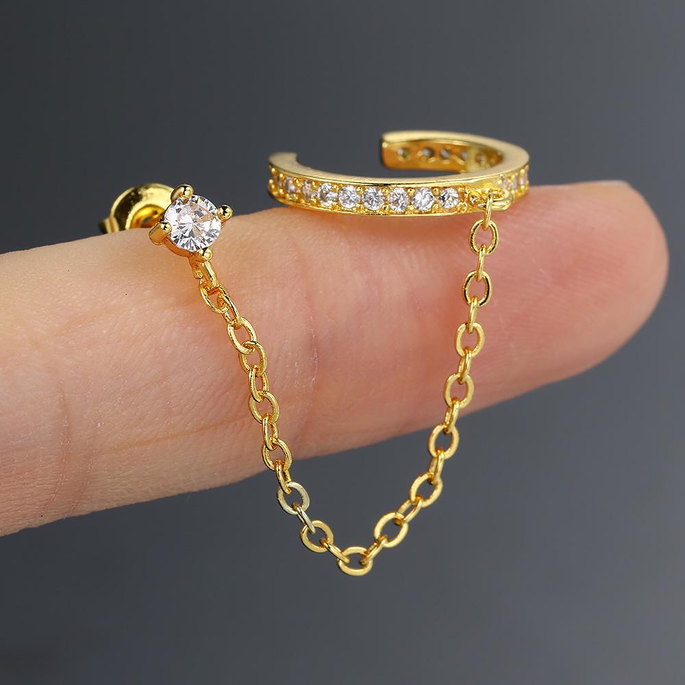 1pc Simple Style Piercing Stud Earring For Women Shiny Zircon Chain Clip Earring Accessory Gold Color Cartilage Fashion Jewelry
1pc Simple Style Piercing Stud Earring For Women Shiny Zircon Chain Clip Earring Accessory Gold Color Cartilage Fashion Jewelry