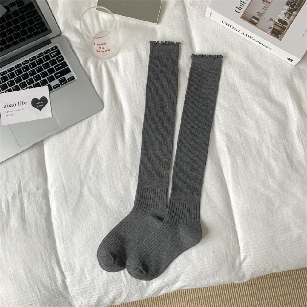 Ruffles Long Stacked Socks Solid Color Over Knee Stockings High Elasticity Stockings Autumn Winter темно-сірий колір
Ruffles Long Stacked Socks Solid Color Over Knee Stockings High Elasticity Stockings Autumn Winter темно-сірий колір