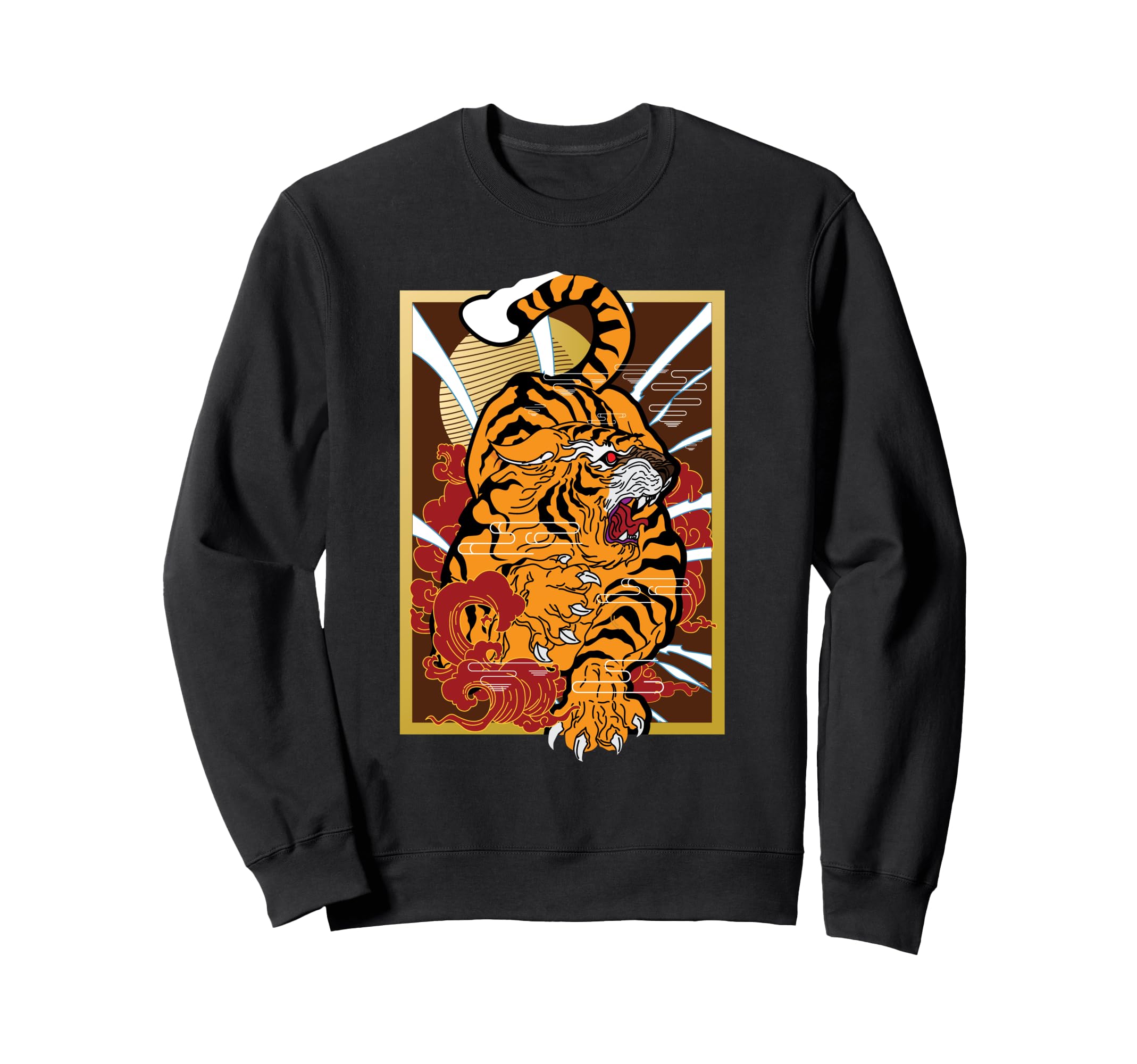 Japanese anime style tiger poster Sweatshirt design. чорний
Japanese anime style tiger poster Sweatshirt design. чорний