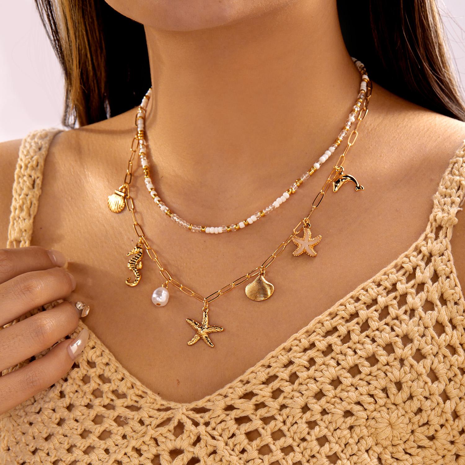 Bohemian Multilayer Pink Starfish Fishtail Pendant Necklace for Women Clay Beads Imitation Pearl Choker Beach Vacation Jewelry
Bohemian Multilayer Pink Starfish Fishtail Pendant Necklace for Women Clay Beads Imitation Pearl Choker Beach Vacation Jewelry