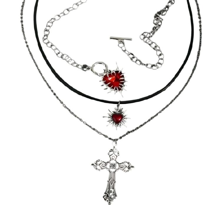 Edgy Gothic Layer Necklace Set Designs For Personalization Featuring Heart And Crosses Charm 1
Edgy Gothic Layer Necklace Set Designs For Personalization Featuring Heart And Crosses Charm 1