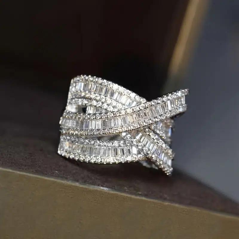 Huitan Trendy Cross Rings Full Bling Iced Out Cubic Zirconia Gorgeous Wedding Band Accessories for Women Party Statement Zircon 6
Huitan Trendy Cross Rings Full Bling Iced Out Cubic Zirconia Gorgeous Wedding Band Accessories for Women Party Statement Zircon 6