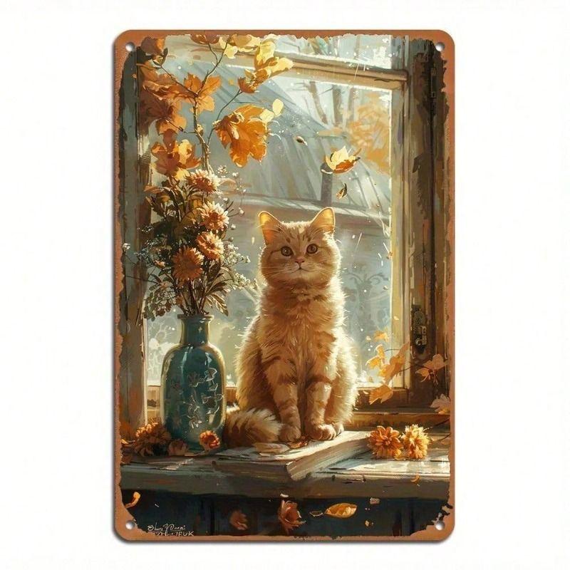 Vintage Metal Poster Autumn Cats Rustic Wall Art for Living Room
Vintage Metal Poster Autumn Cats Rustic Wall Art for Living Room