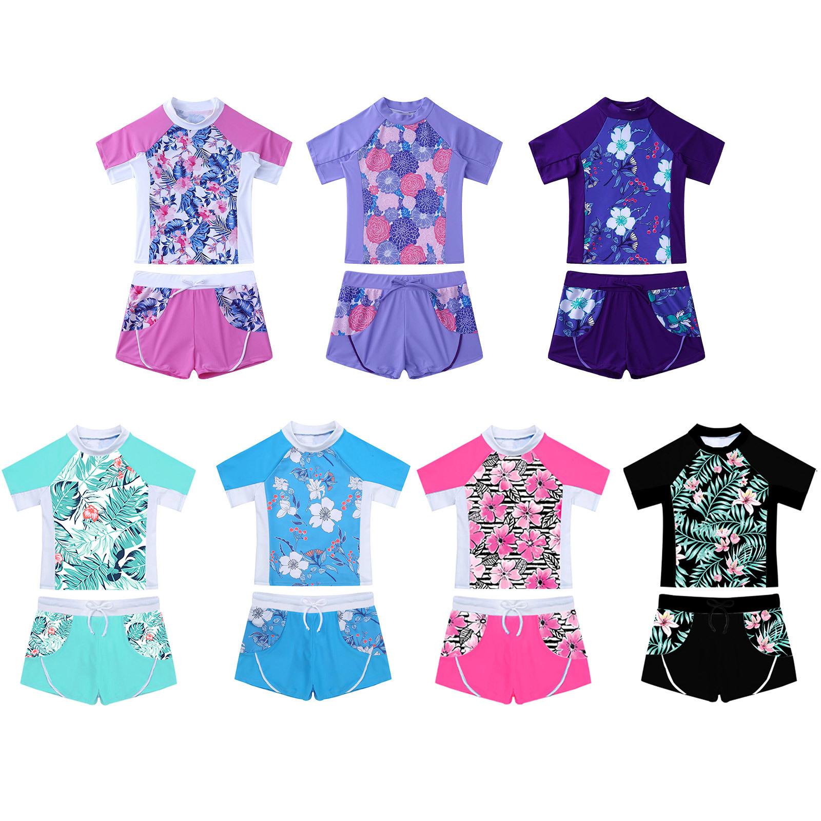 Girls 2 Piece Floral Print Swim Set Round Neck Short Sleeve Top Elastic Waist Boyshorts Beach Bathing Suit Swimsuit 5-6 Years
Girls 2 Piece Floral Print Swim Set Round Neck Short Sleeve Top Elastic Waist Boyshorts Beach Bathing Suit Swimsuit 5-6 Years