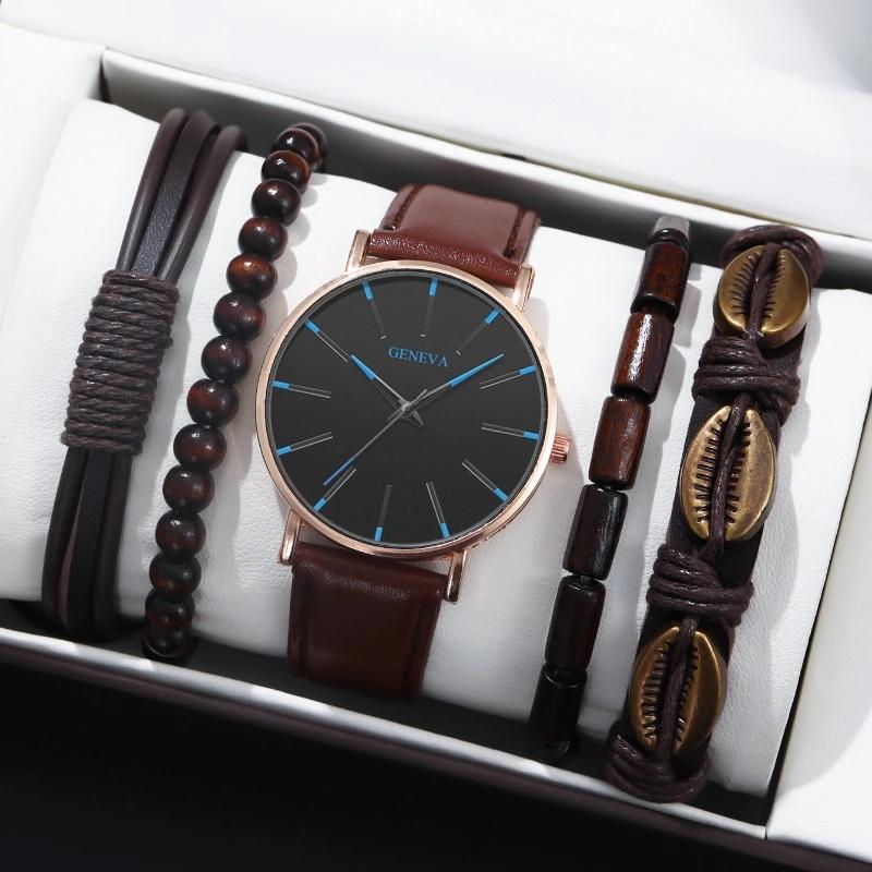 5 шт./набор, модные мужские повседневные деловые кварцевые наручные часы с браслетами из бисера, подарочный набор
5 шт./набор, модные мужские повседневные деловые кварцевые наручные часы с браслетами из бисера, подарочный набор