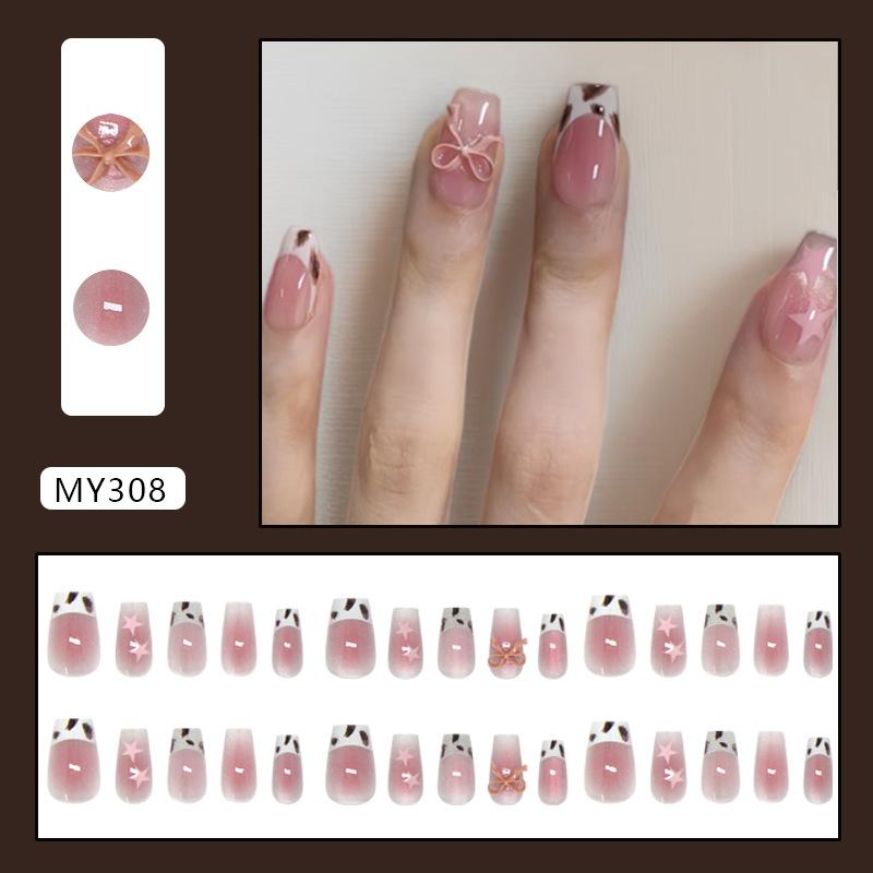 Sweet pink leopard print cat eye French blush bow girl removable wearable nails 30 pieces
Sweet pink leopard print cat eye French blush bow girl removable wearable nails 30 pieces