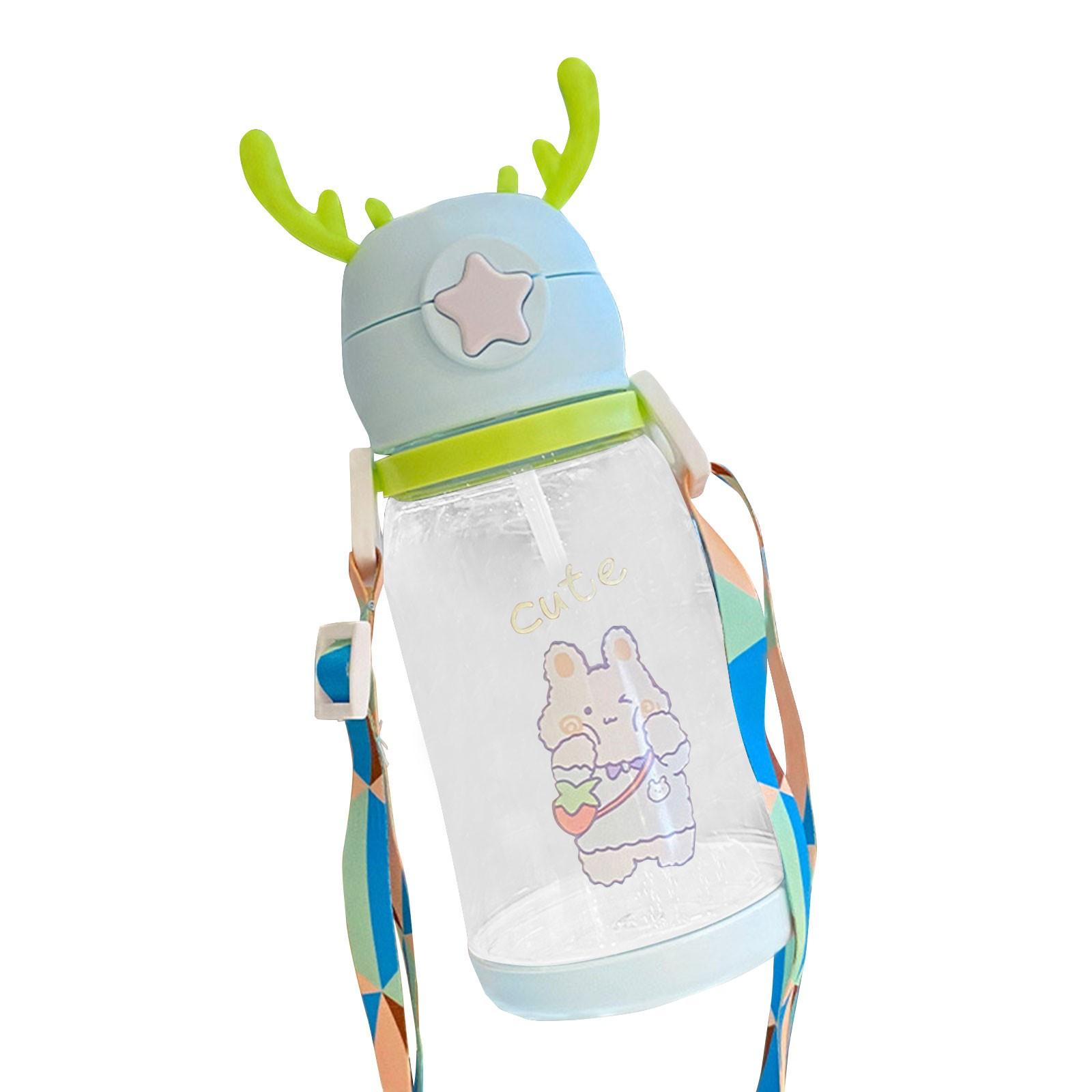 Новая интернет-чашка, мультяшная чашка для воды, детская пластиковая чашка большой емкости с рогами, студенческий подарок, соломенная чашка One Size