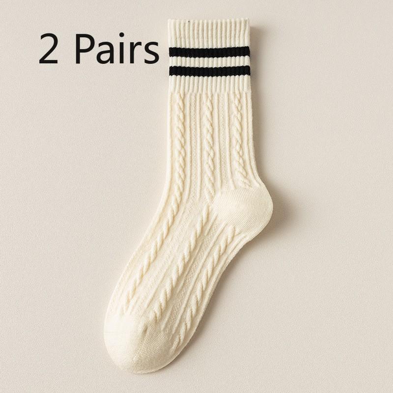 2 pairs of socks. Double barreled pile socks. Retro hemp patterned for autumn and winter. Pair with Boodles striped mid-calf socks for women. 2 pairs
2 pairs of socks. Double barreled pile socks. Retro hemp patterned for autumn and winter. Pair with Boodles striped mid-calf socks for women. 2 pairs