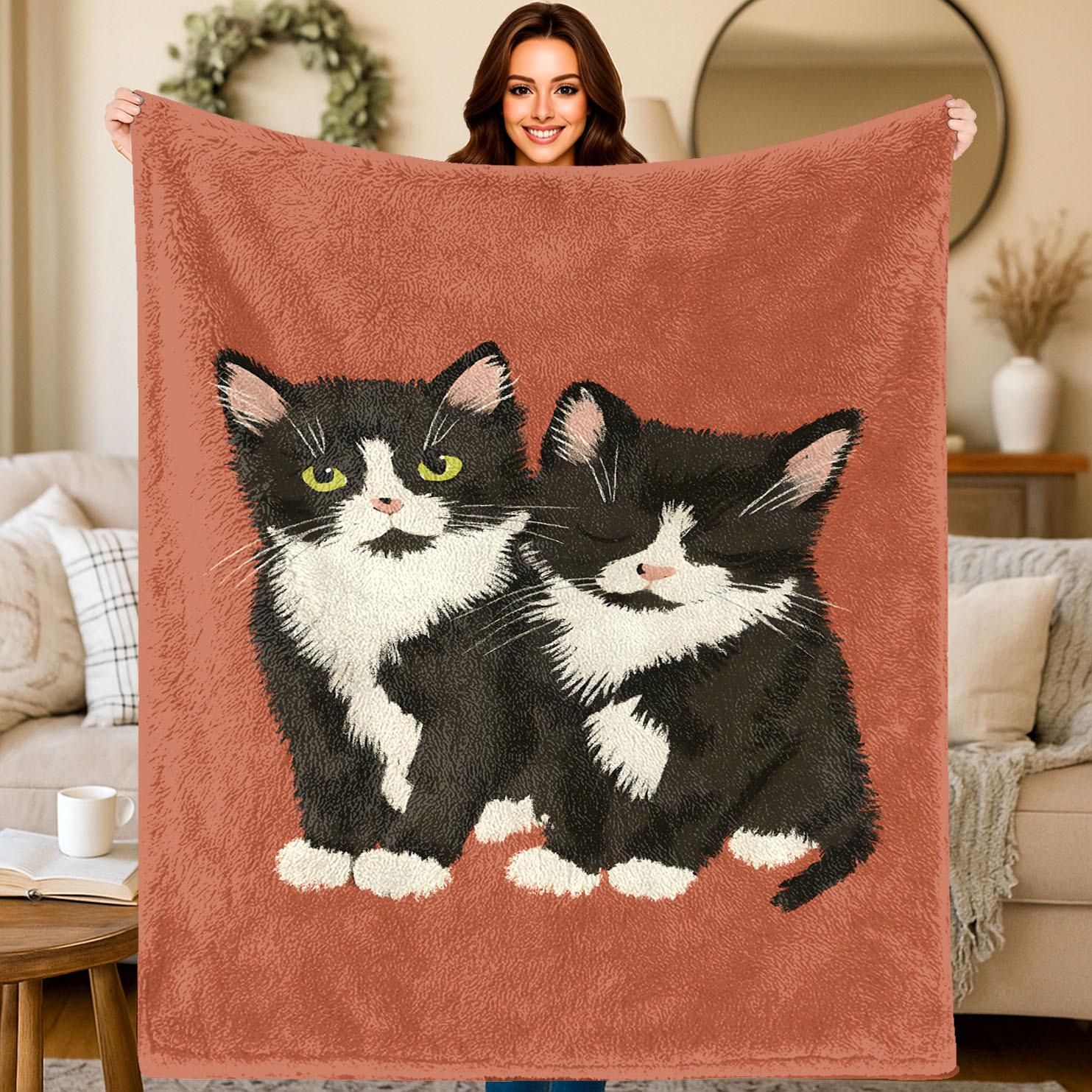 Black and white striped cute cat Flannel printed blanket suitable for all seasons suitable for living room office sofa travel 75x100cm
Black and white striped cute cat Flannel printed blanket suitable for all seasons suitable for living room office sofa travel 75x100cm
