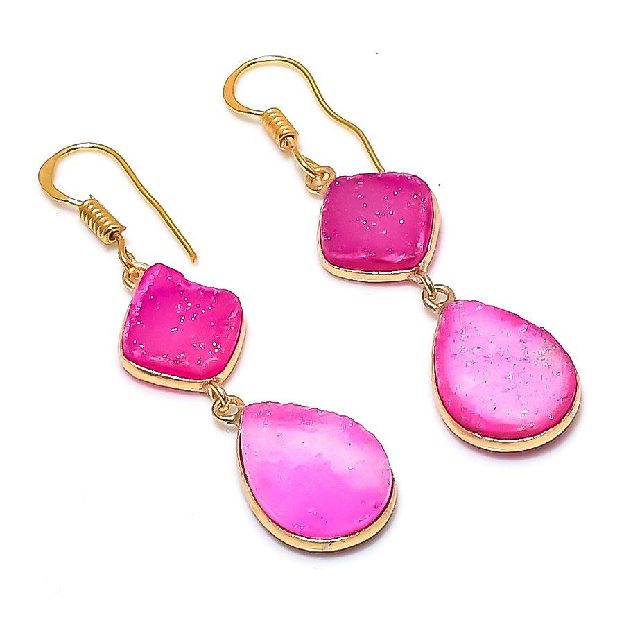 Pink Botswana Druzy Gemstone Handmade 925 Sterling Silver Earring 2.05 KJ-1097
Pink Botswana Druzy Gemstone Handmade 925 Sterling Silver Earring 2.05 KJ-1097