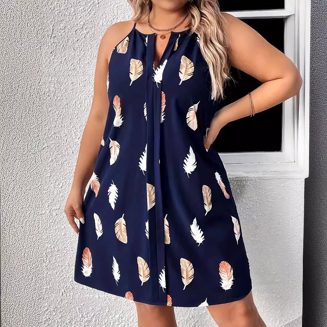 Лето больших размеров, женский сексуальный слинг-пляжный сарафан, платье с принтом перьев, мини-платье без рукавов в форме сердца, элегантные платья 
Лето больших размеров, женский сексуальный слинг-пляжный сарафан, платье с принтом перьев, мини-платье без рукавов в форме сердца, элегантные платья