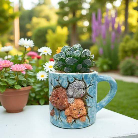 Puppy Flower Pot Resin Dog Succulents Planter Decorative Animal Plant Pot for Succulents Home Office Decoration C
Puppy Flower Pot Resin Dog Succulents Planter Decorative Animal Plant Pot for Succulents Home Office Decoration C