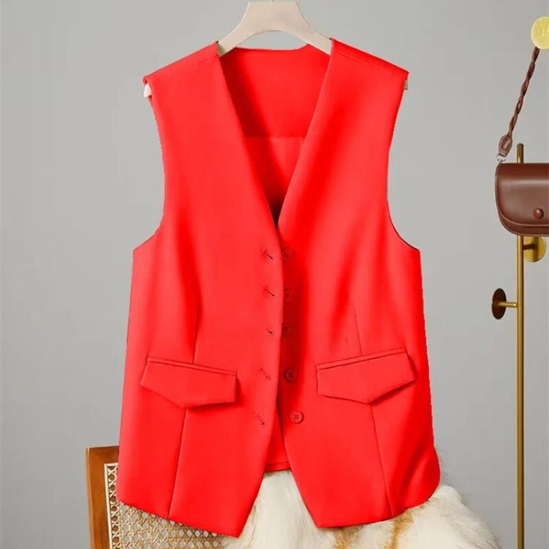 Vest Women Sleeveless Jacket Waistcoat V Neck Single Breasted Tops Outerwear Spring Summer Female Office Lady Vintage L червоний
Vest Women Sleeveless Jacket Waistcoat V Neck Single Breasted Tops Outerwear Spring Summer Female Office Lady Vintage L червоний