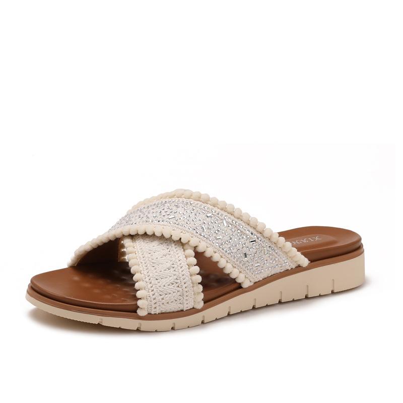 Wedge heel slippers women s outer wear new embroidery pressure drill bohemian vacation cross belt sandals women 36
Wedge heel slippers women s outer wear new embroidery pressure drill bohemian vacation cross belt sandals women 36