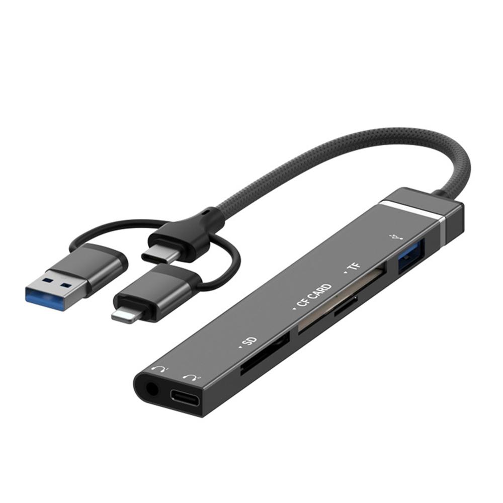 8-контактний USB Type-C 3-в-1 Адаптер-Хаб Зчитувач карт SD TF CF USB для передачі даних Type-C 3,5-мм роз єм для навушників B
8-контактний USB Type-C 3-в-1 Адаптер-Хаб Зчитувач карт SD TF CF USB для передачі даних Type-C 3,5-мм роз єм для навушників B