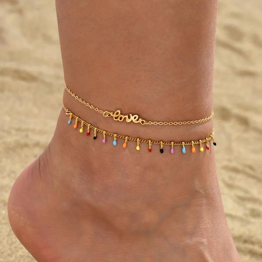 Bohemian Gold Plated Letter LOVE Pendant Anklets Colorful Beads Chain Anklet for Women Summer Beach Bracelet Foot Leg Zircon
Bohemian Gold Plated Letter LOVE Pendant Anklets Colorful Beads Chain Anklet for Women Summer Beach Bracelet Foot Leg Zircon