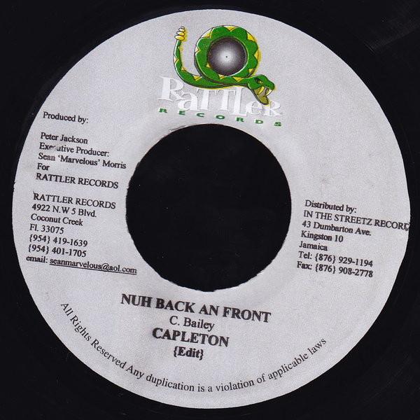 7inch Record CAPLETON - Nuh Back An Front none Rattler Records 2003 Jamaica Reggae, Ska & Dub Used
7inch Record CAPLETON - Nuh Back An Front none Rattler Records 2003 Jamaica Reggae, Ska & Dub Used