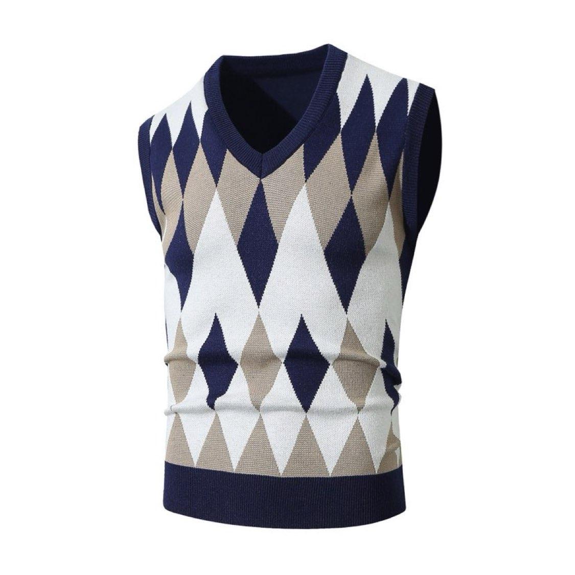 Men s Fashion V-Neck Sleeveless Knitted Vests Sweater Patchwork Color Casual Lined Vest Men s Tops M темно-синього кольору
Men s Fashion V-Neck Sleeveless Knitted Vests Sweater Patchwork Color Casual Lined Vest Men s Tops M темно-синього кольору