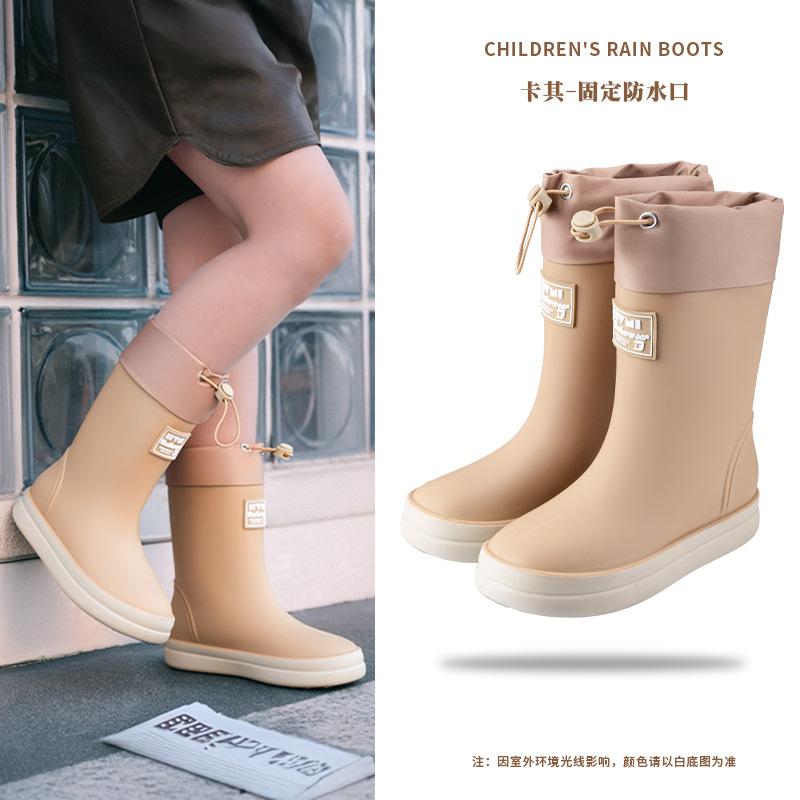 Новые детские модные резиновые сапоги для дождя, уличный комплект, водонепроницаемая обувь, для мальчиков и девочек, детские высокие резиновые сапоги с мягкой подошвой Inner length 150