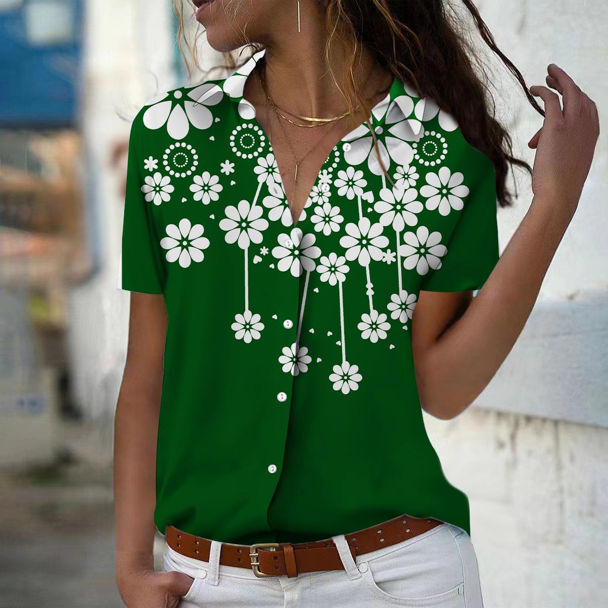 2025 Summer New Fashion Women s Flower Printed Short Sleeve V-neck Casual Button-down Shirt Top XS зелений
2025 Summer New Fashion Women s Flower Printed Short Sleeve V-neck Casual Button-down Shirt Top XS зелений