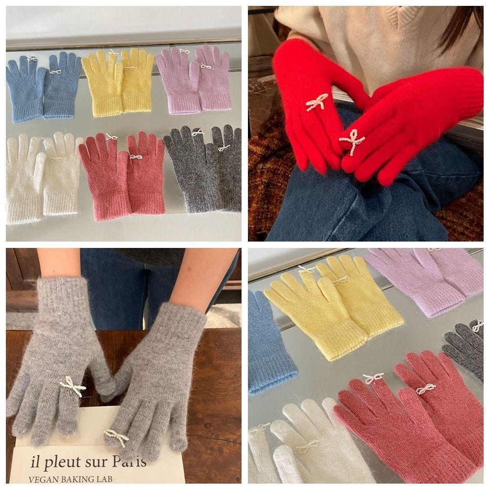 Candy Colored Pearl Bow Knitted Gloves Touch Screen Women Mittens Cute Winter Velvet Gloves Riding
Candy Colored Pearl Bow Knitted Gloves Touch Screen Women Mittens Cute Winter Velvet Gloves Riding