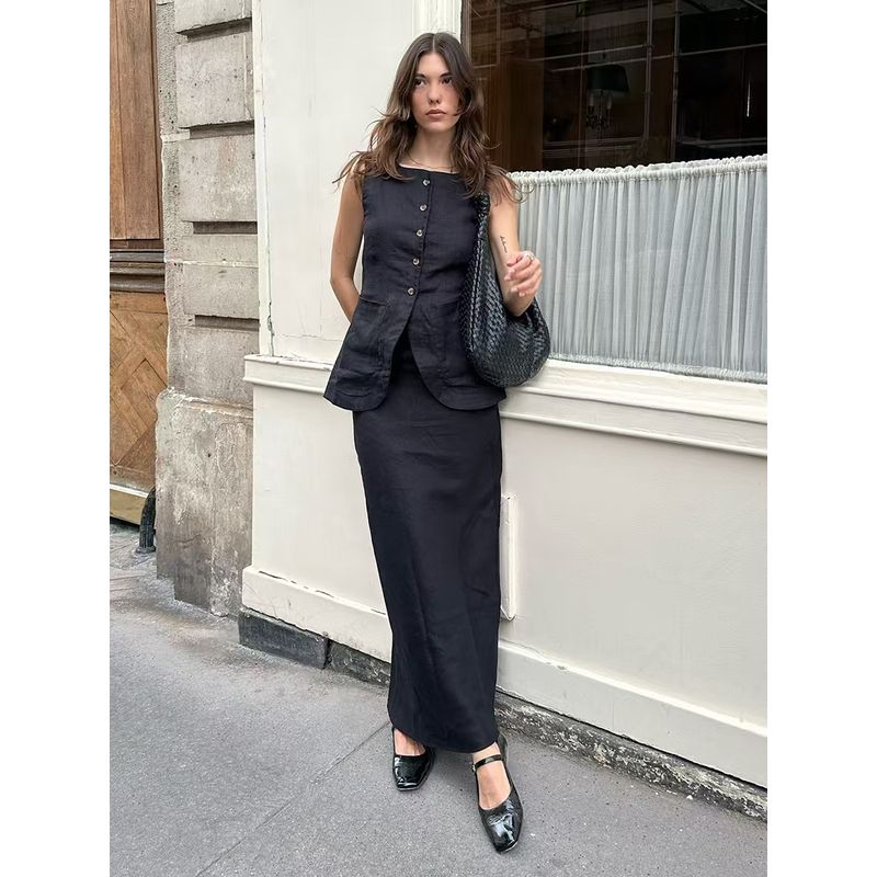 Fashion New Arrival Casual Minimalist Vest High Waist Skirt Suit Fashion Vest and Skirt Set Black L
Fashion New Arrival Casual Minimalist Vest High Waist Skirt Suit Fashion Vest and Skirt Set Black L
