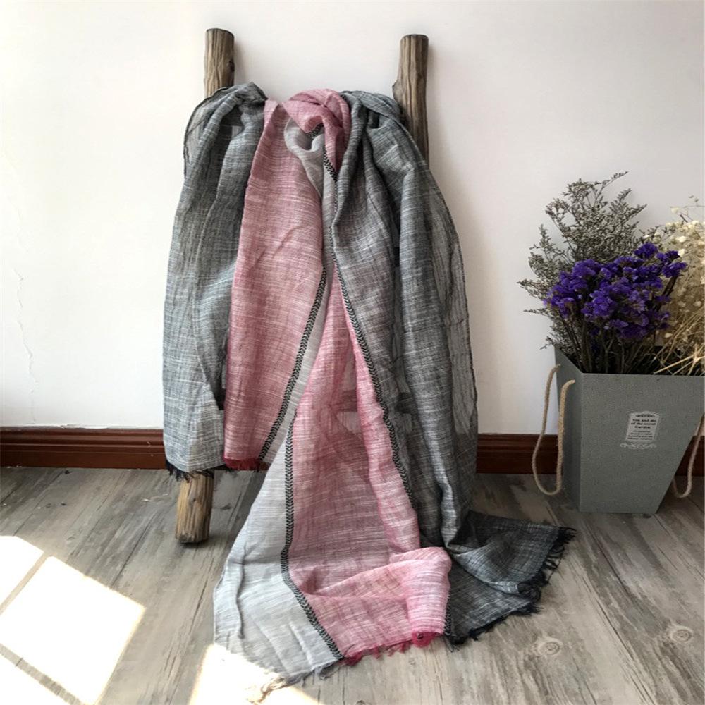 Korean Style Cotton & Linen Patchwork Scarf for Women - Solid Color, Tassel Shawl, Elegant & Easy-to-Match Neck Warmer for Early Autumn 190x75cm
Korean Style Cotton & Linen Patchwork Scarf for Women - Solid Color, Tassel Shawl, Elegant & Easy-to-Match Neck Warmer for Early Autumn 190x75cm