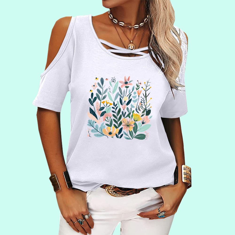 Women Off Shoulder Tee Shirt Fashion Round Neck Floral Print Top Ladies Casual Short Sleeve T-shirt 5Xl чорний
Women Off Shoulder Tee Shirt Fashion Round Neck Floral Print Top Ladies Casual Short Sleeve T-shirt 5Xl чорний