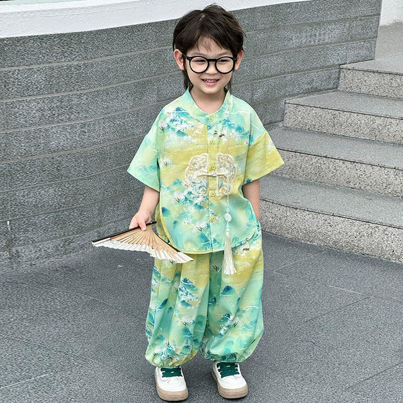 Fashion Baby Tang Costume Tops Pants Two-piece Set Boy Outfit Casual Children s Sets Summer Tweens Boys Hanfu Suit Kids Clothing 80
Fashion Baby Tang Costume Tops Pants Two-piece Set Boy Outfit Casual Children s Sets Summer Tweens Boys Hanfu Suit Kids Clothing 80