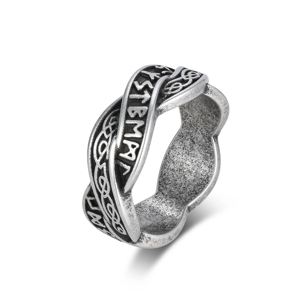 Nordic retro Viking text woven eternal knot, titanium steel ring, men s and women s niche design wedding ring, artistic food ring 13# античний срібного кольору
Nordic retro Viking text woven eternal knot, titanium steel ring, men s and women s niche design wedding ring, artistic food ring 13# античний срібного кольору