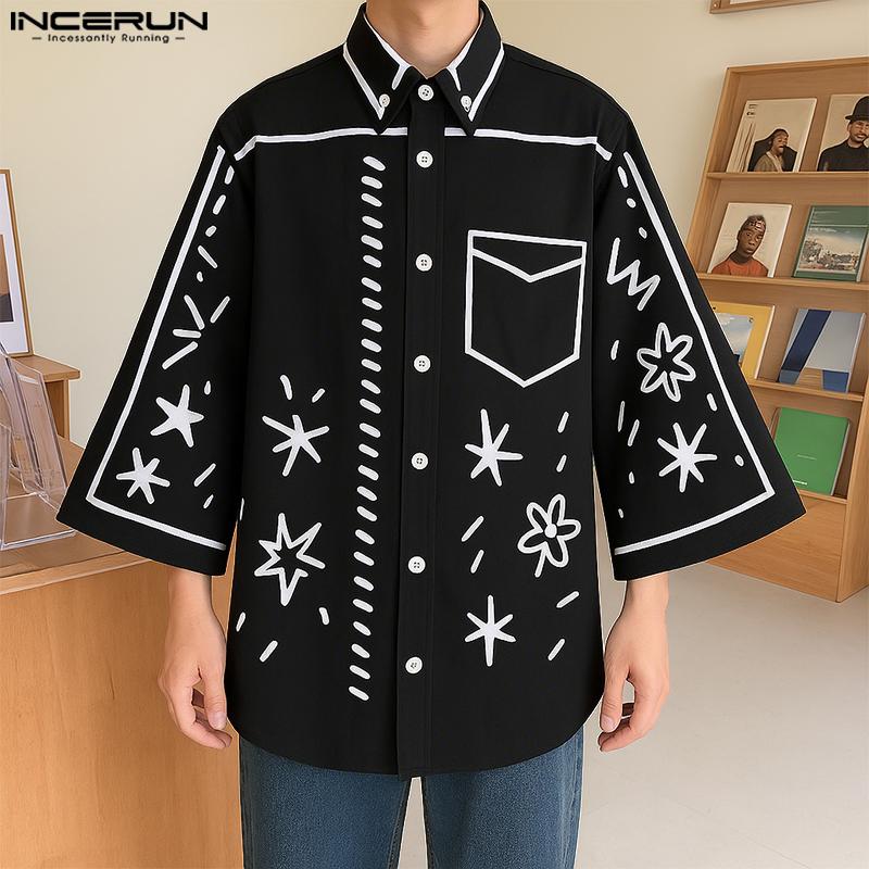 INCERUN Oversized Summer Men Lapel Neck 3/4 Sleeve Cartoon Print Casual Loose Shirts 5XL рожевий
INCERUN Oversized Summer Men Lapel Neck 3/4 Sleeve Cartoon Print Casual Loose Shirts 5XL рожевий