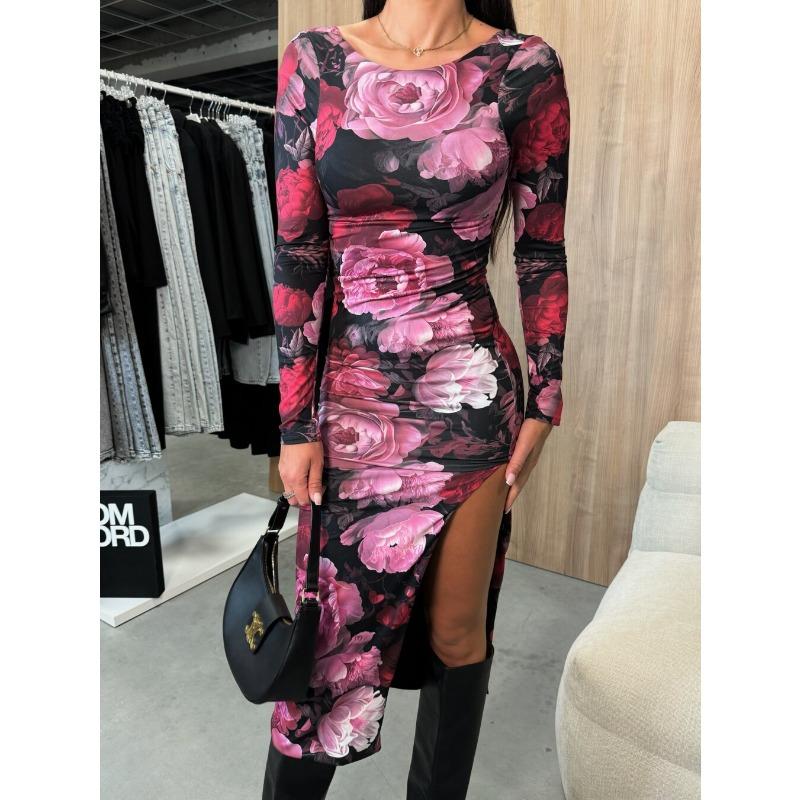 Платье облегающего кроя с круглым вырезом, принтом, разрезом, длинными рукавами, юбкой средней длины с запахом на бедрах M красный
Платье облегающего кроя с круглым вырезом, принтом, разрезом, длинными рукавами, юбкой средней длины с запахом на бедрах M красный