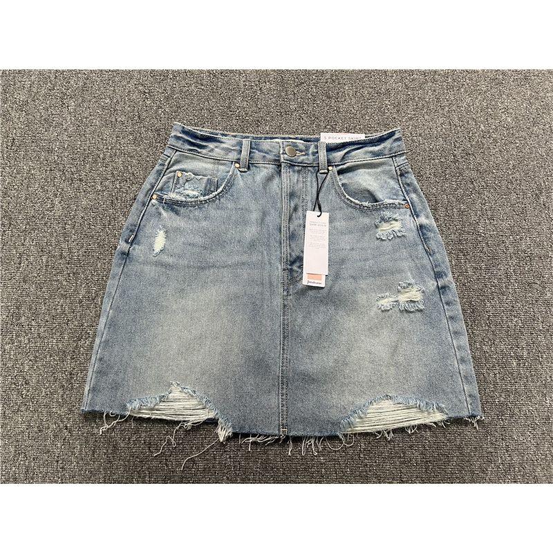 Fashion Water Washed Hole Cotton Raw Edge Denim Skirt Light Blue 32
Fashion Water Washed Hole Cotton Raw Edge Denim Skirt Light Blue 32