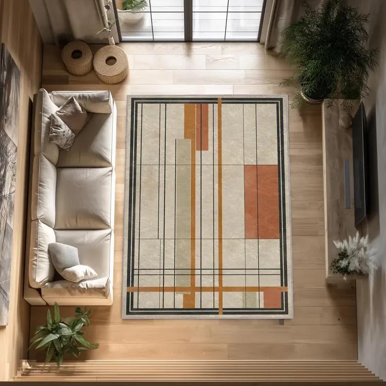 Modern Geometric Area Rug Beige Terracotta Grid Mid-Century Living Room Bauhaus Style Carpet 40X60CM
Modern Geometric Area Rug Beige Terracotta Grid Mid-Century Living Room Bauhaus Style Carpet 40X60CM