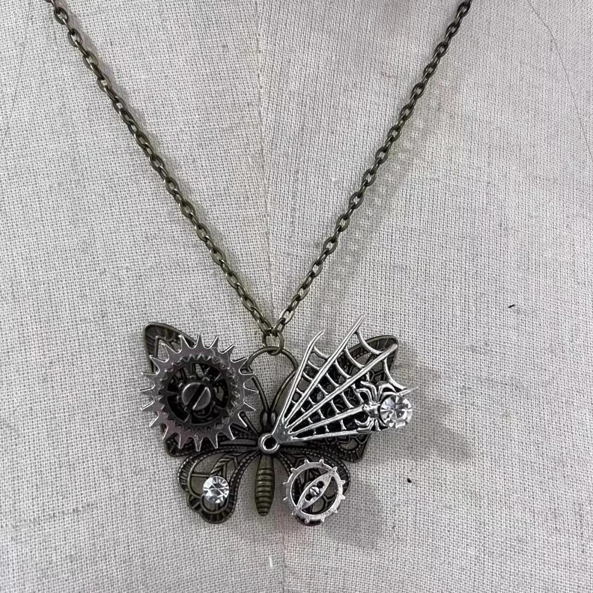 Steampunk Inlaid Zircon Mechanical Gear Spider Web Butterfly Pendant Necklace for Women Collar Chain Gothic Zircon Accessories
Steampunk Inlaid Zircon Mechanical Gear Spider Web Butterfly Pendant Necklace for Women Collar Chain Gothic Zircon Accessories