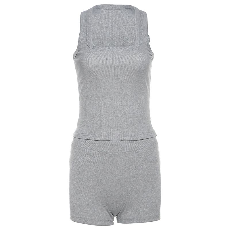 Casual Sports Style Gray U-Collar Style Vest Low Waisted Shorts Two-piece Set Summer New Arrival Loungewear Suit Tide Gray L
Casual Sports Style Gray U-Collar Style Vest Low Waisted Shorts Two-piece Set Summer New Arrival Loungewear Suit Tide Gray L
