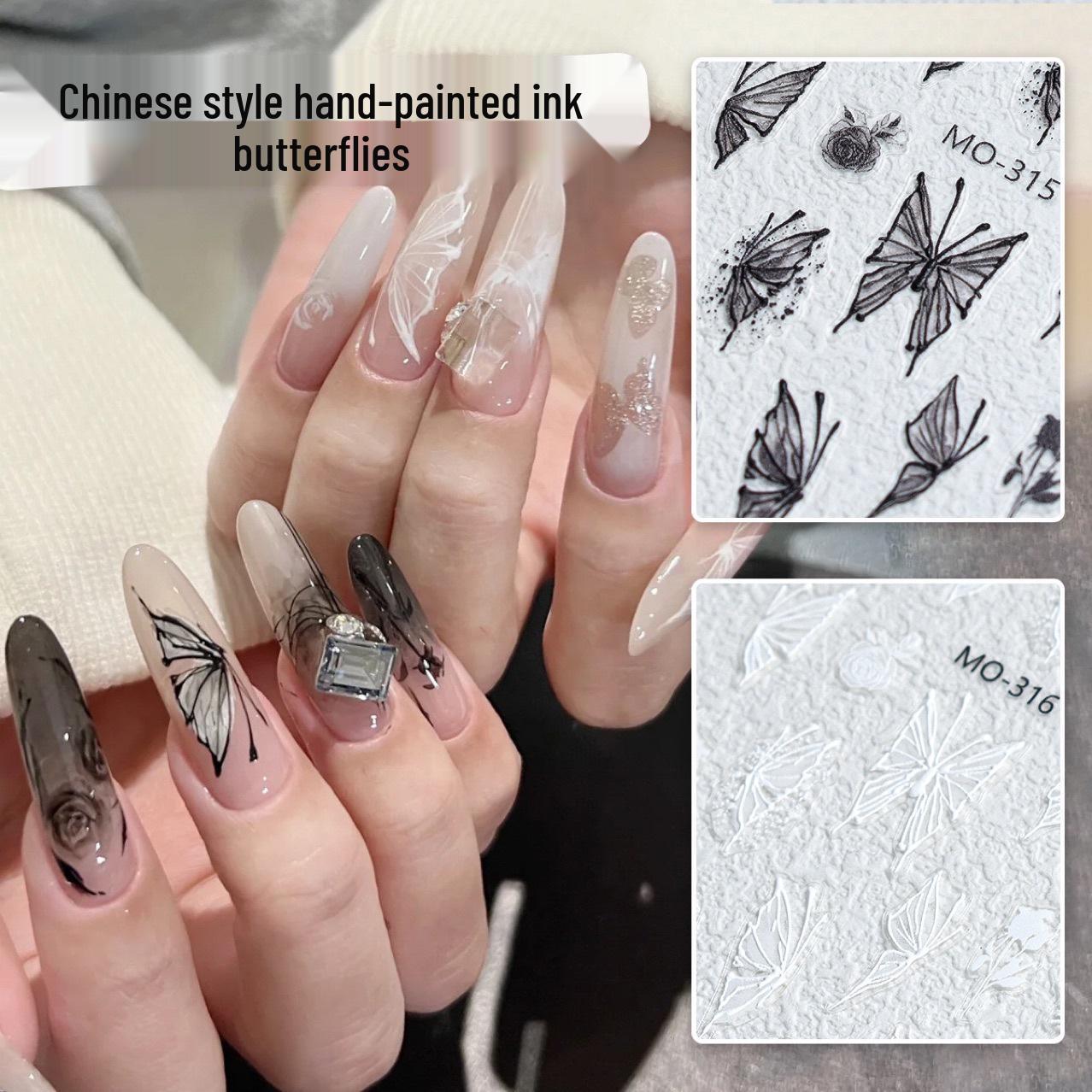 Hot-Selling Guochao Nail Stickers: New Chinese Style Ink Butterfly with Sweet Cool Embossed Ornaments Ink Bamboo Butterfly 316 (1 sheet)
Hot-Selling Guochao Nail Stickers: New Chinese Style Ink Butterfly with Sweet Cool Embossed Ornaments Ink Bamboo Butterfly 316 (1 sheet)