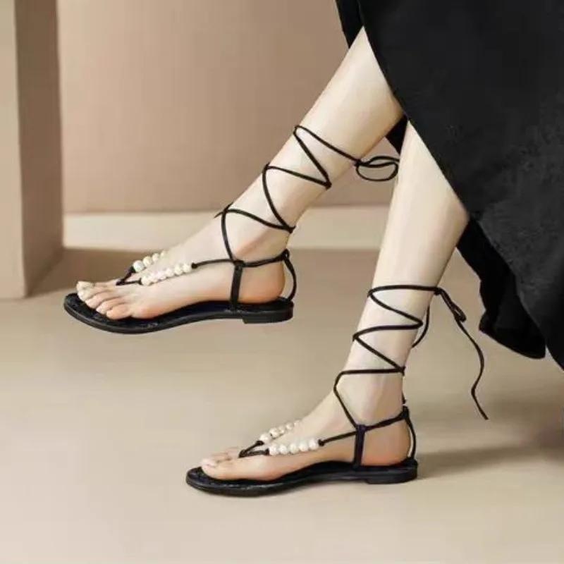 Ladies Shoes High Quality Ankle Lace Up Women s Sandals Summer Solid Beads Chunky Heels Open Toe Casual Rome Thong Sandals 40 чорний
Ladies Shoes High Quality Ankle Lace Up Women s Sandals Summer Solid Beads Chunky Heels Open Toe Casual Rome Thong Sandals 40 чорний