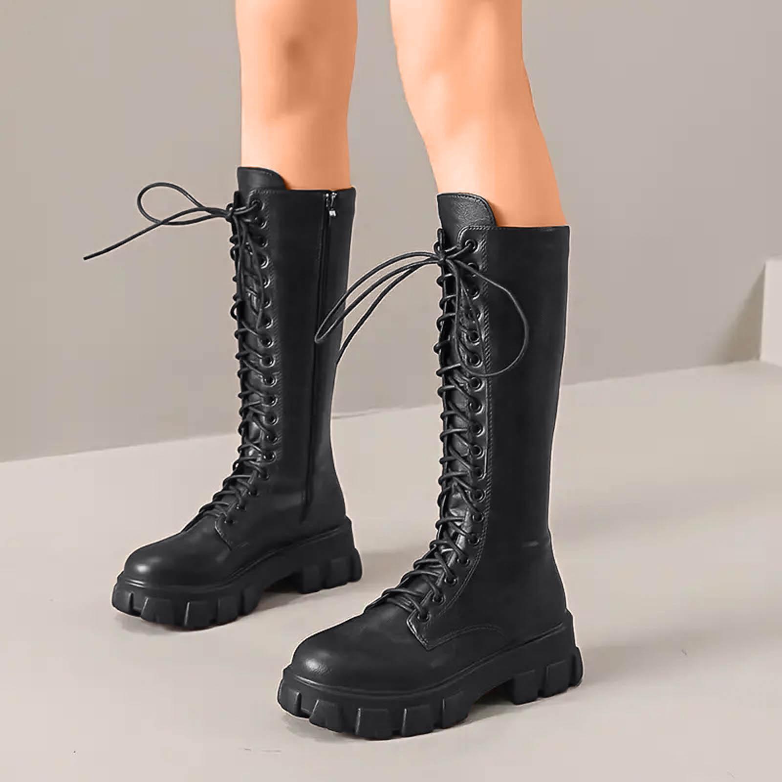 Thick Soled Round Toed Women s Lace Up Long Boots Fashionable Leather Sleeve Side Dark Boots for Women Wide Calf with Heel 36 чорний
Thick Soled Round Toed Women s Lace Up Long Boots Fashionable Leather Sleeve Side Dark Boots for Women Wide Calf with Heel 36 чорний