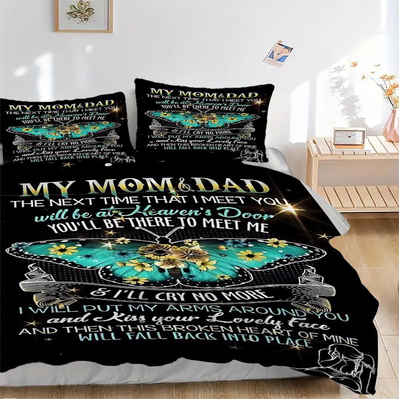 3PCs Mom & Dad Memorial Quote Design Cover Set, Breathable Fabric, Machine Washable (1 Duvet Cover + 2 Pillowcases) (Without Quilt) yy250911119 135x200cm
3PCs Mom & Dad Memorial Quote Design Cover Set, Breathable Fabric, Machine Washable (1 Duvet Cover + 2 Pillowcases) (Without Quilt) yy250911119 135x200cm