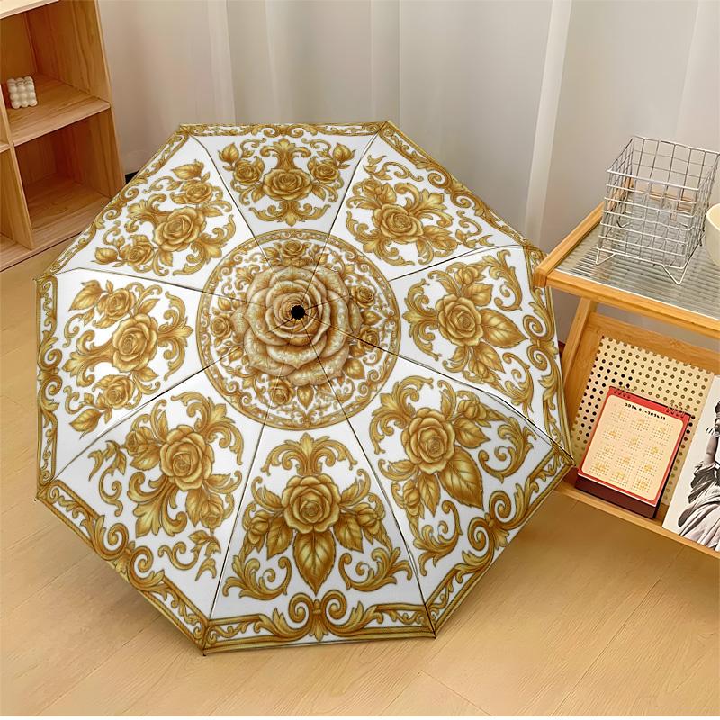 Elegant Golden Flower Theme Automatic Umbrella Compact 8-Rib Design Sturdy Construction Durable Umbrella Stylish Accessory
Elegant Golden Flower Theme Automatic Umbrella Compact 8-Rib Design Sturdy Construction Durable Umbrella Stylish Accessory