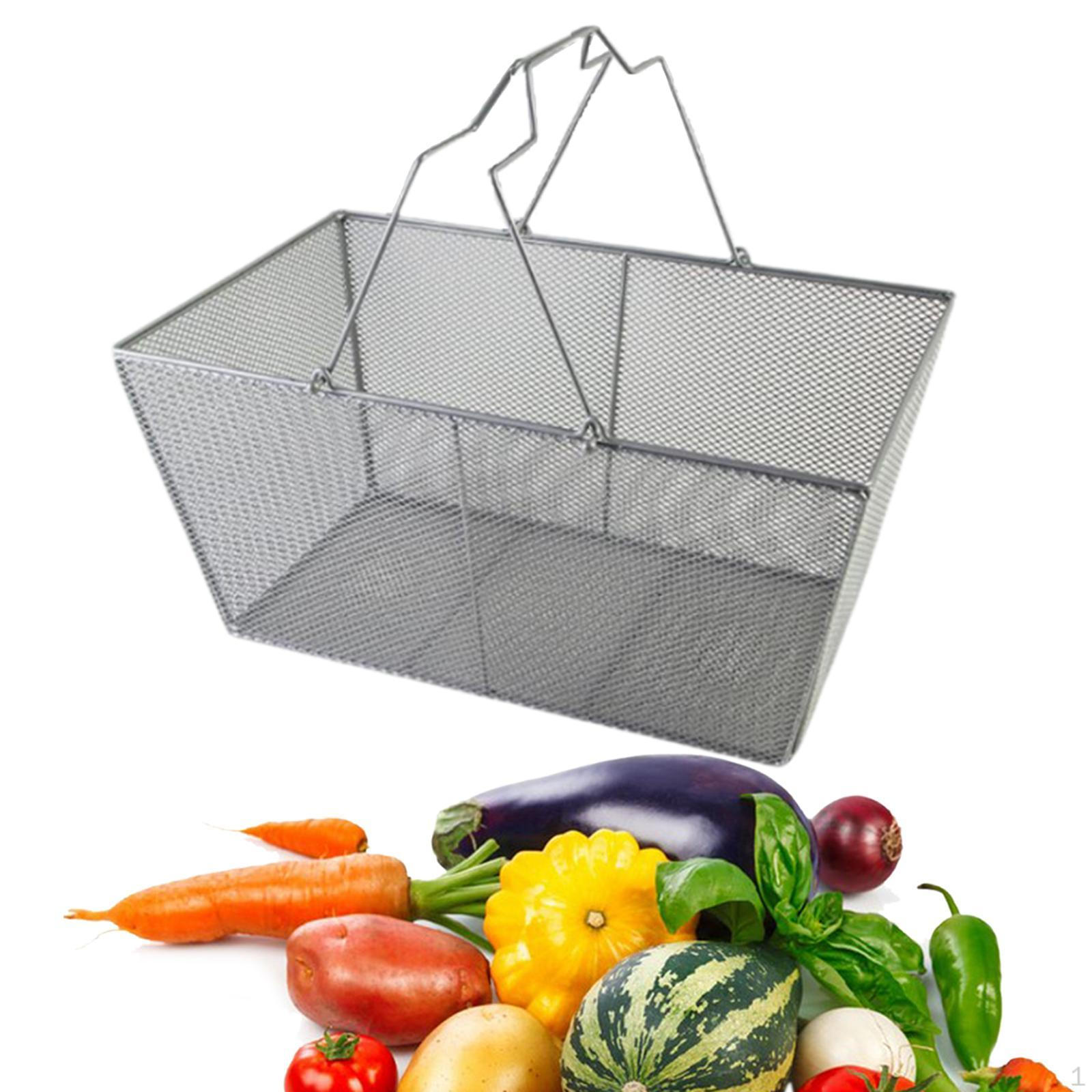 Большая корзина для покупок с ручкой для домашней кухни, продуктов, фруктов серебряный
Большая корзина для покупок с ручкой для домашней кухни, продуктов, фруктов серебряный