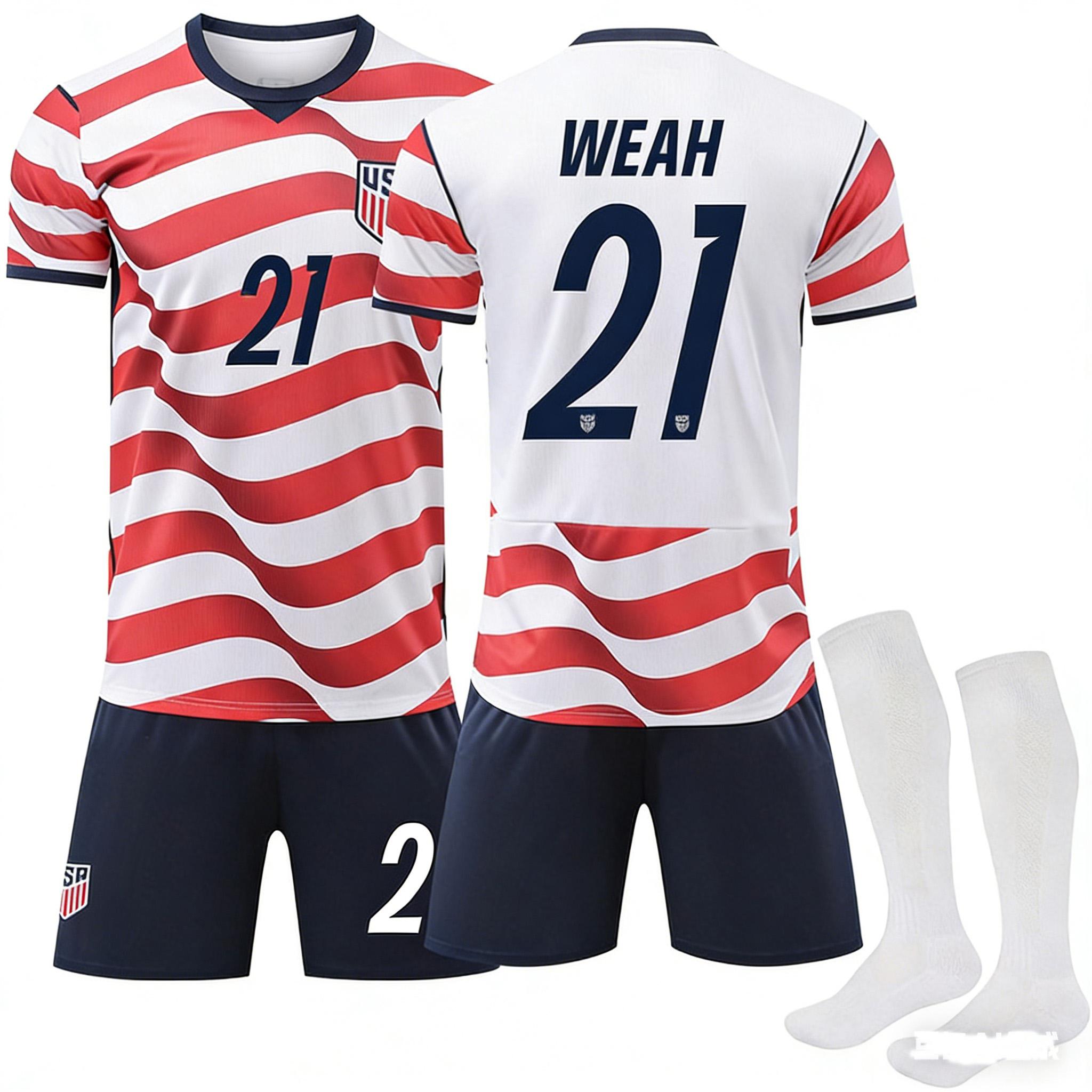 2026 FIFA World Cup USA Home #21 WEAH Sport Training Jersey Set with Socks Teens Kids Adults Custome Name Football Kits 3XL
2026 FIFA World Cup USA Home #21 WEAH Sport Training Jersey Set with Socks Teens Kids Adults Custome Name Football Kits 3XL