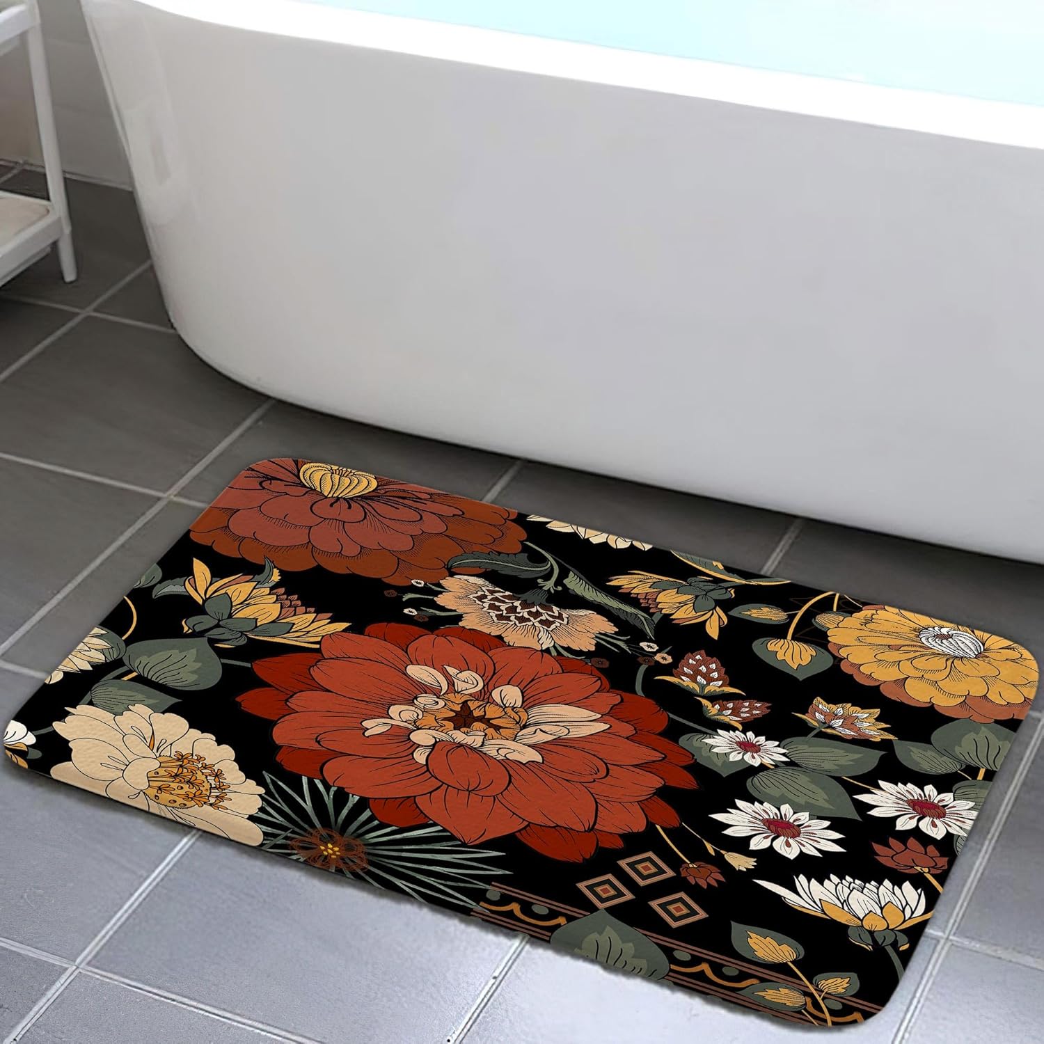 Boho Floral Bath Rugs for Bathroom, Abstract Mid Century Bohemian Botanical Flowers Tropical Leaves Non Slip Flannel Bathroom Ru 40cm x 60cm
Boho Floral Bath Rugs for Bathroom, Abstract Mid Century Bohemian Botanical Flowers Tropical Leaves Non Slip Flannel Bathroom Ru 40cm x 60cm