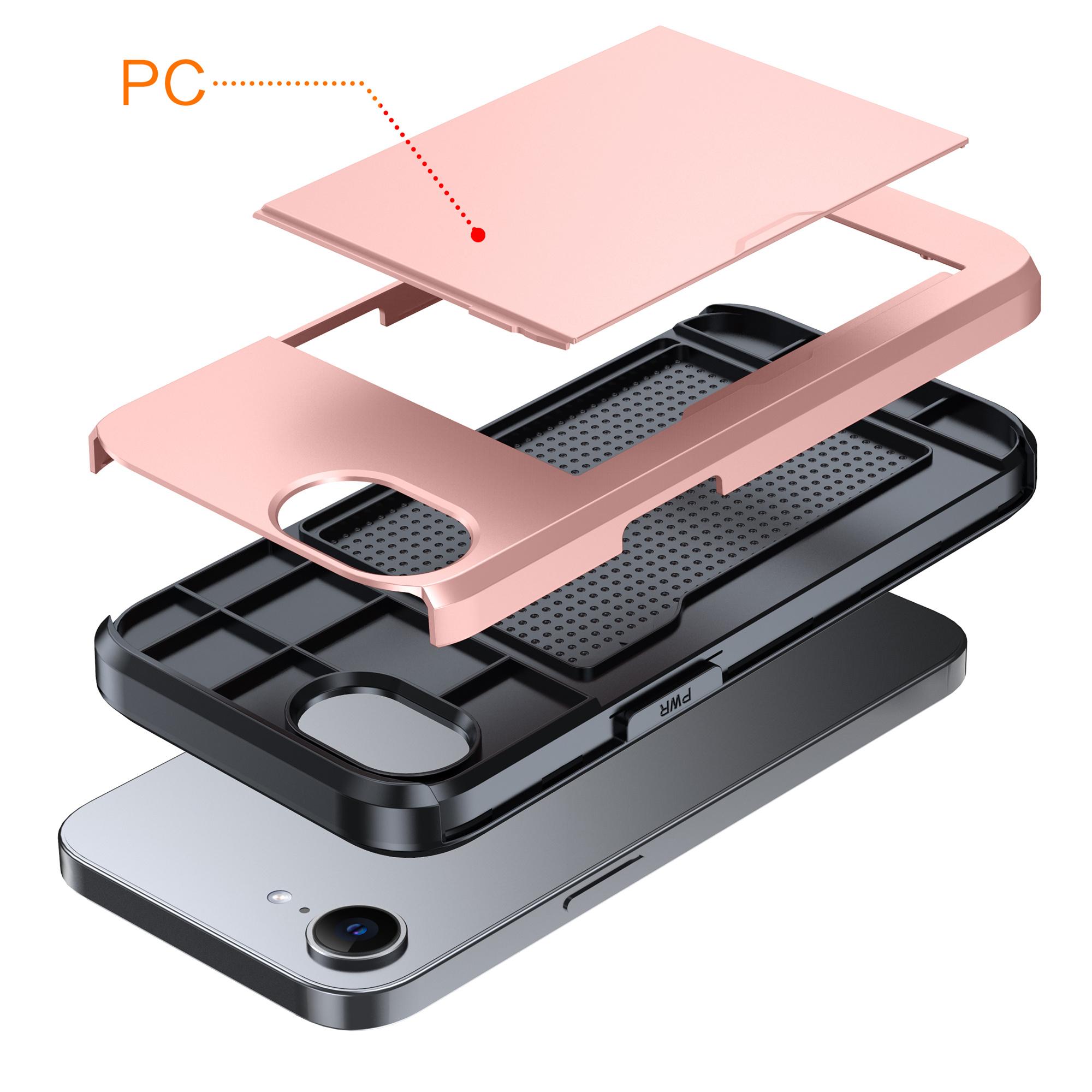 For iPhone 16e Case TPU+PC Dual Layer Armor Phone Cover with Sliding Card Slot Rose Gold
For iPhone 16e Case TPU+PC Dual Layer Armor Phone Cover with Sliding Card Slot Rose Gold