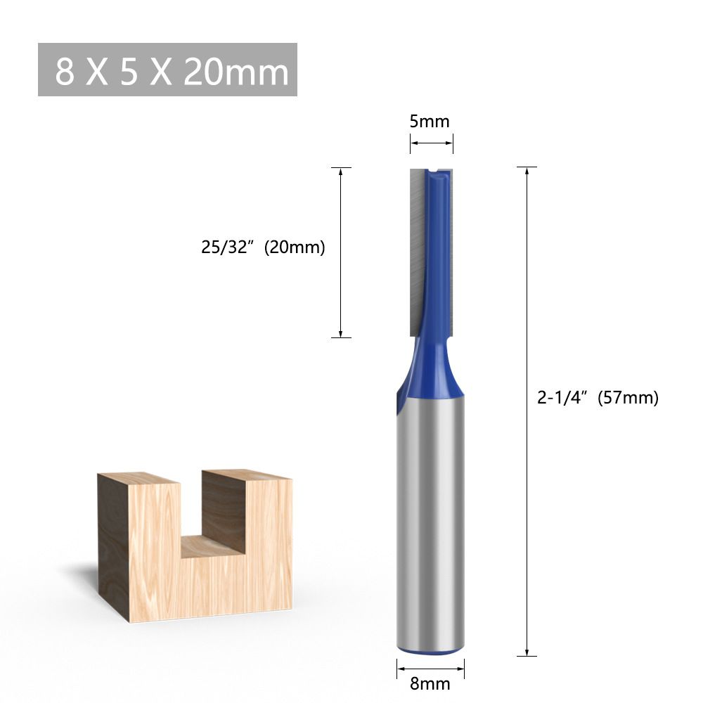 8mm Blue Shank Extra-Long Straight Router Bit – Double Flute Carbide Wood Milling Cutter for Slotting & Engraving 8x5x20mm
8mm Blue Shank Extra-Long Straight Router Bit – Double Flute Carbide Wood Milling Cutter for Slotting & Engraving 8x5x20mm