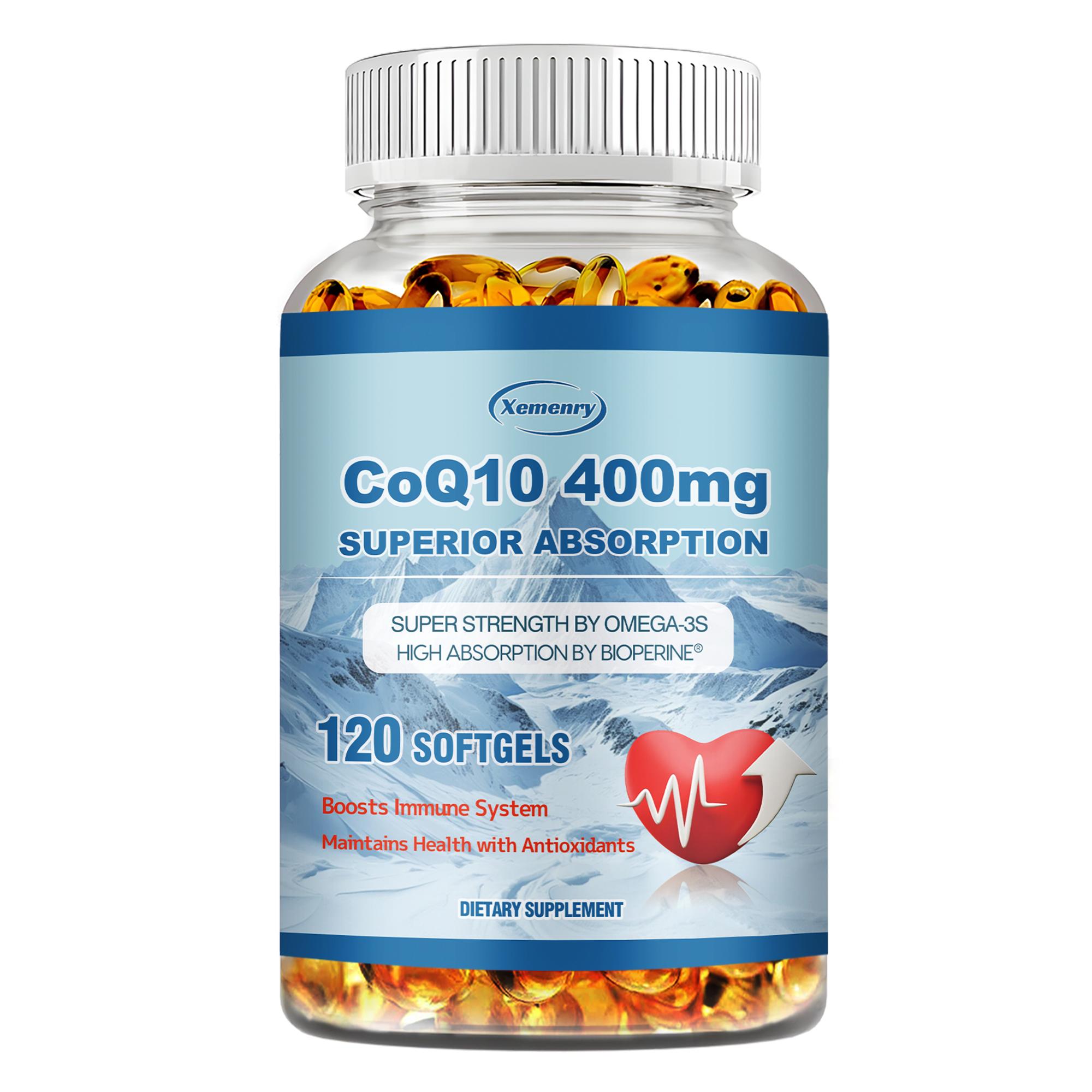 CoQ10-400mg-Softgels with PQQ, BioPerine & Omega-3, Coenzyme Q10 Supplement for High-Absorption 120
CoQ10-400mg-Softgels with PQQ, BioPerine & Omega-3, Coenzyme Q10 Supplement for High-Absorption 120