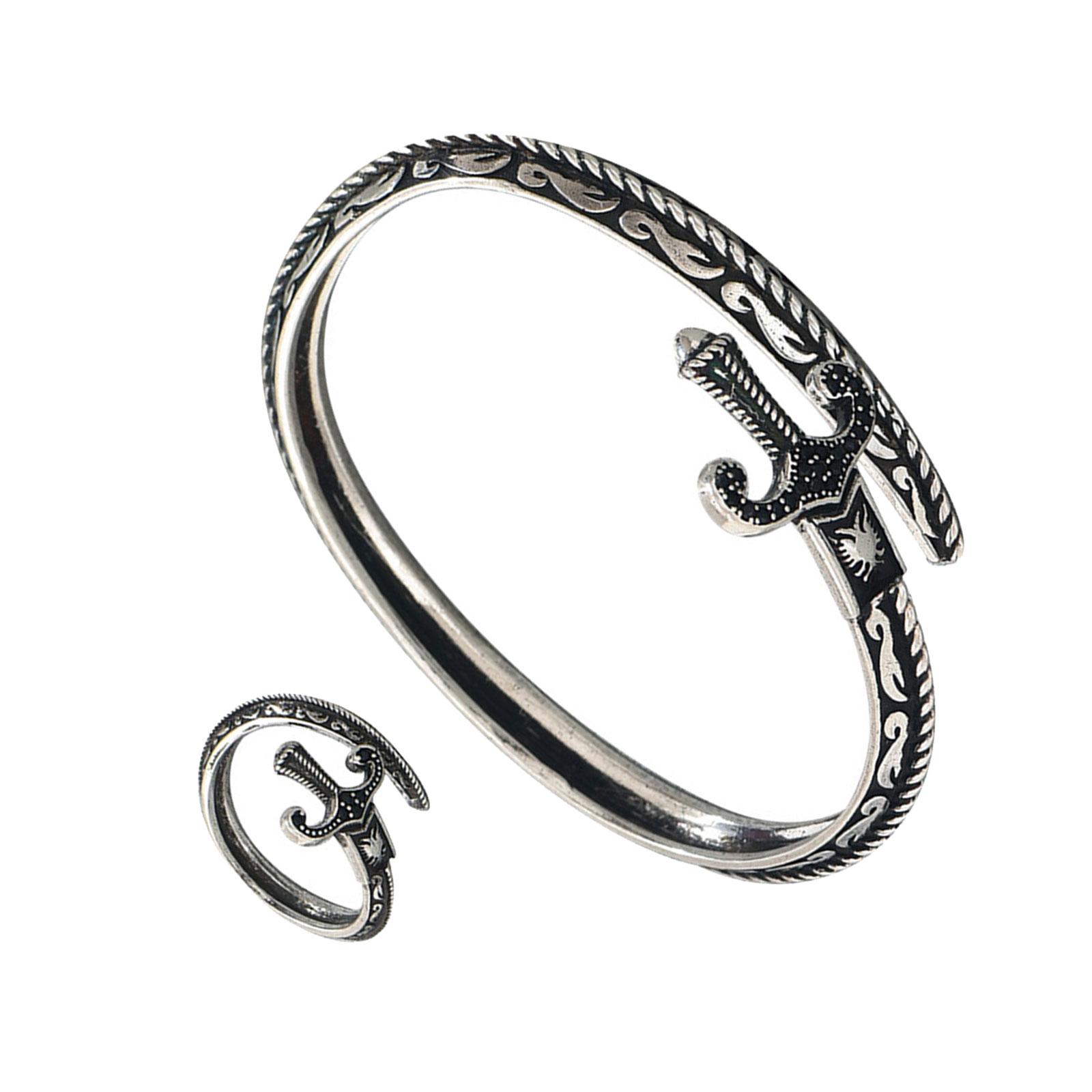 Openable Swords Charm Matching Ring and Bracelet Set Vintage Inspired Adjustable Jewelry Accessories for Women 1
Openable Swords Charm Matching Ring and Bracelet Set Vintage Inspired Adjustable Jewelry Accessories for Women 1